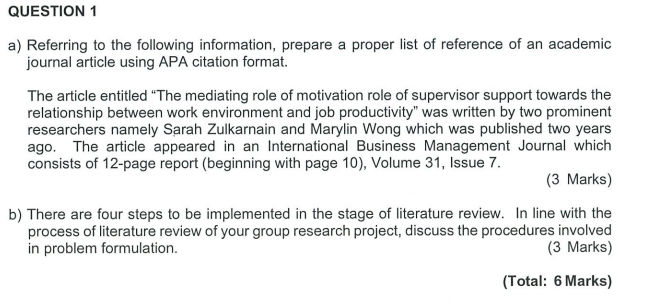 QUESTION 1 a) Referring to the following