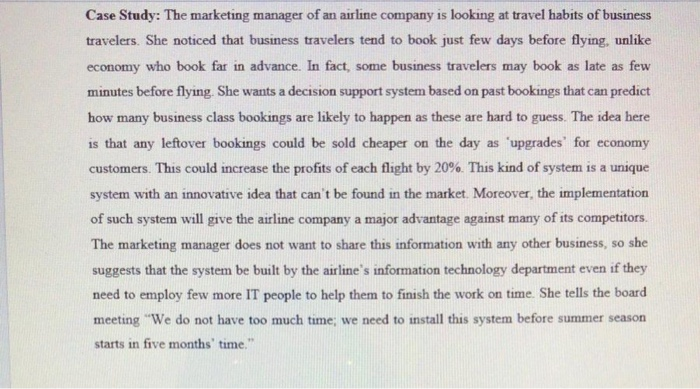 Case Study: The marketing manager of an airline