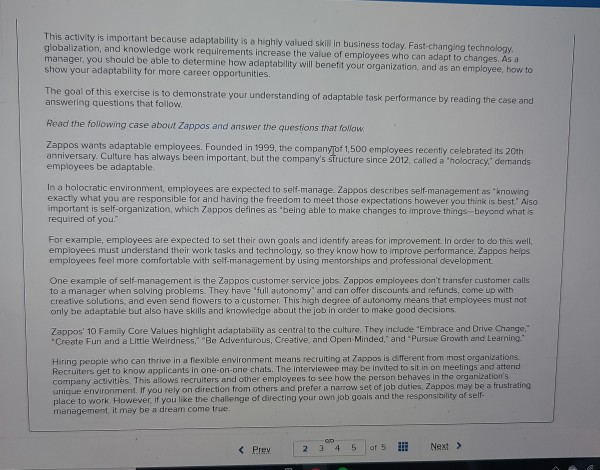 This activity is important because adaptability