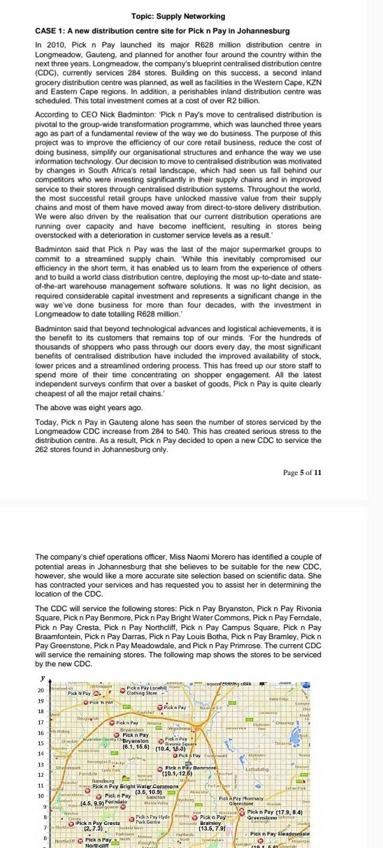 Topic: Supply Networking CASE 1: A new