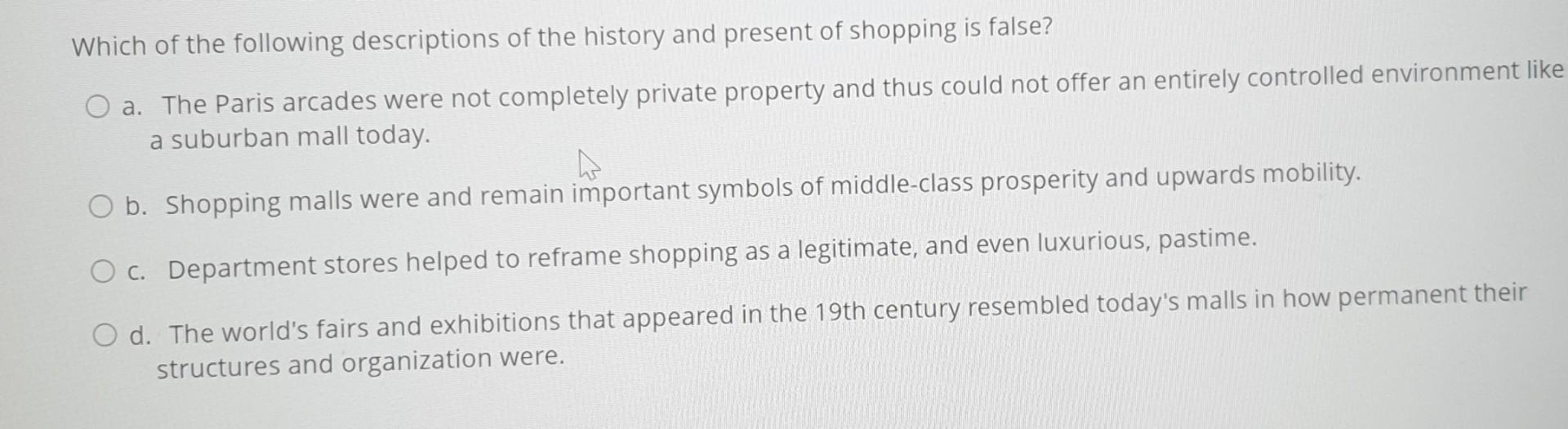 Which of the following descriptions of the