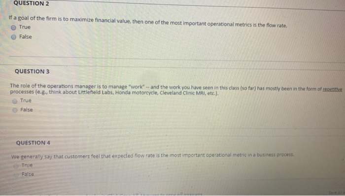 QUESTION 2 If a goal of the firm is to maximize