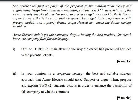 She devoted the first 87 pages of the proposal to