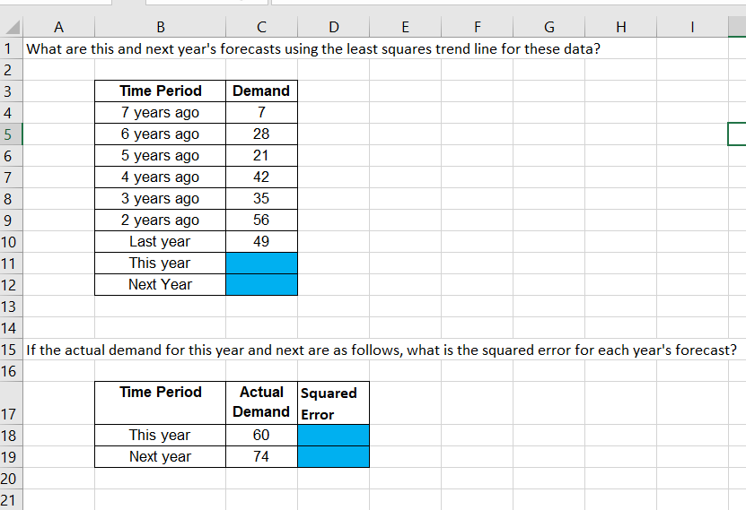 H B D E F G 1 What are this and next year's