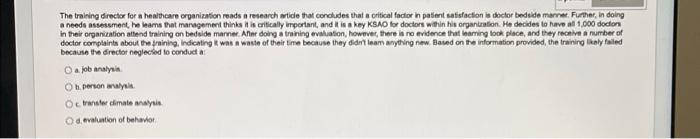 The trairing drector for a healtheare