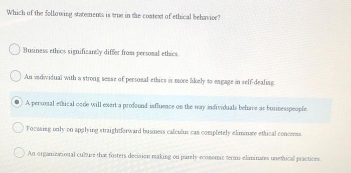 Which of the following statements is true in the