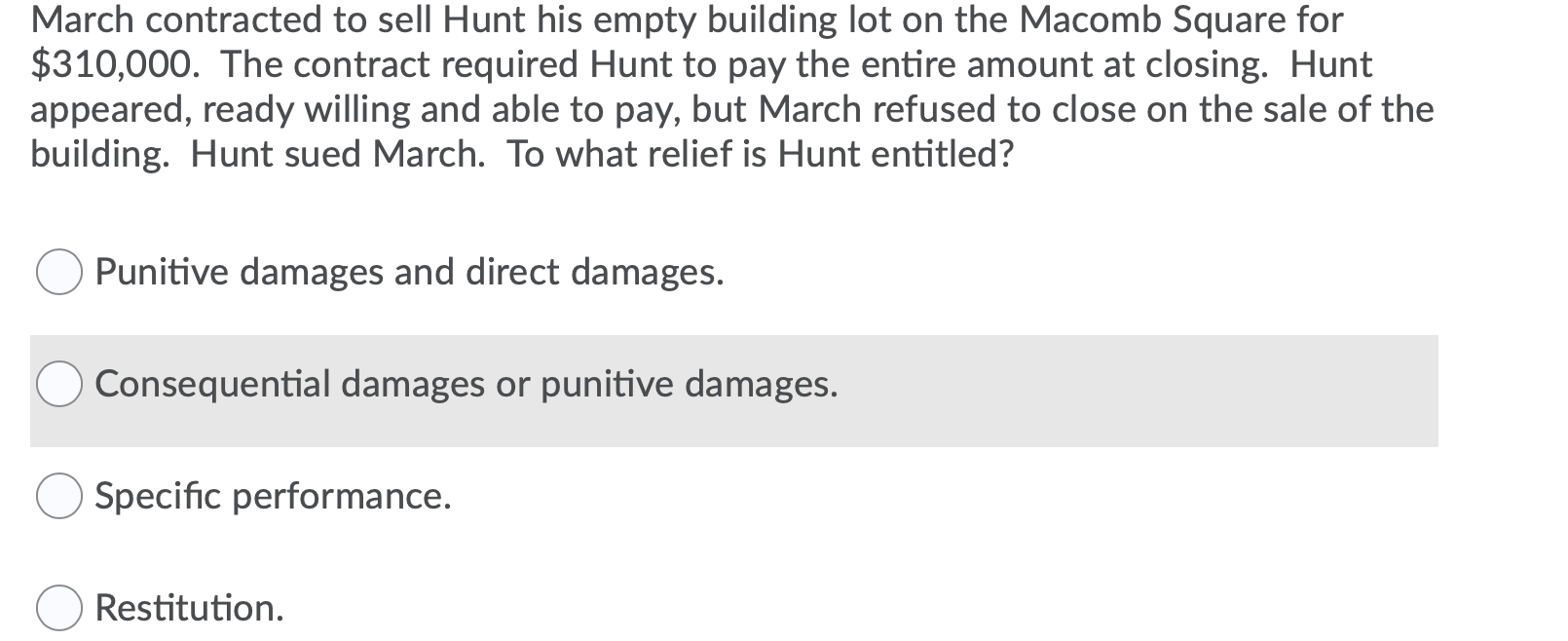 March contracted to sell Hunt his empty building
