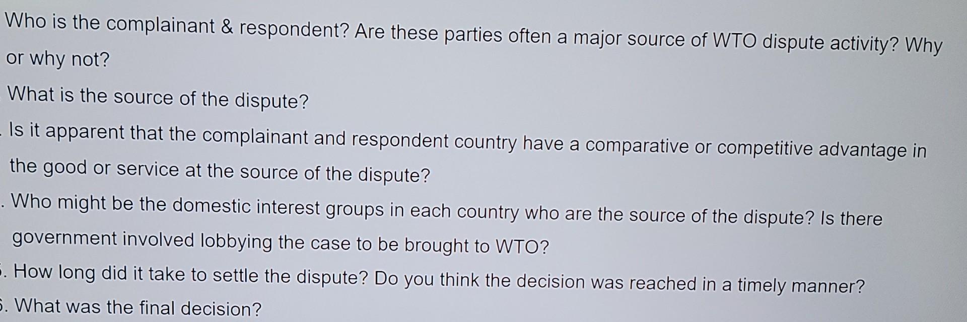 Who is the complainant & respondent? Are these