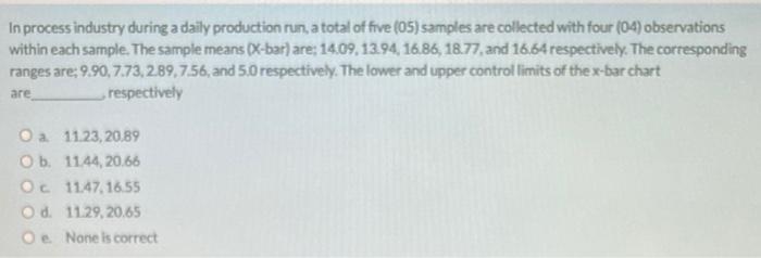 In process industry during a daily production