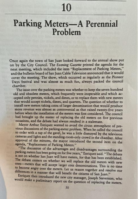 10 Parking MetersA Perennial Problem Once again