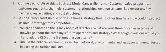 Answers please 1. Outline each of Air Arabia's