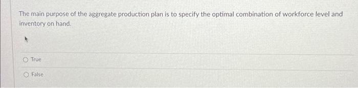 The main purpose of the aggregate production plan