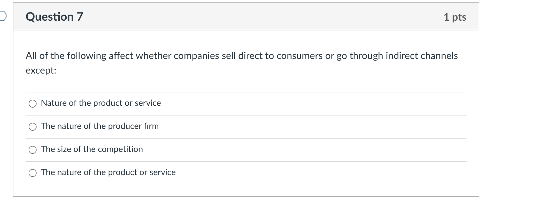 Question 7 1 pts All of the following affect