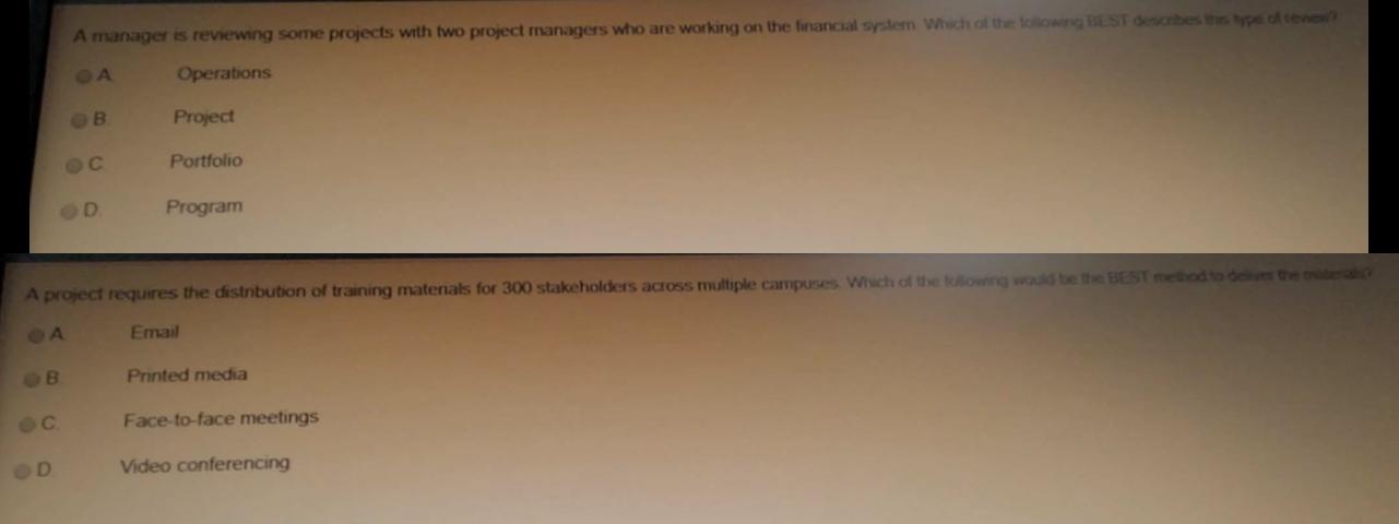 Amanager is reviewing some projects with two