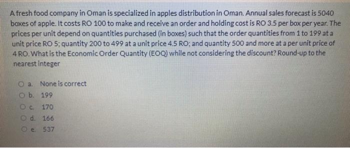 A fresh food company in Oman is specialized in
