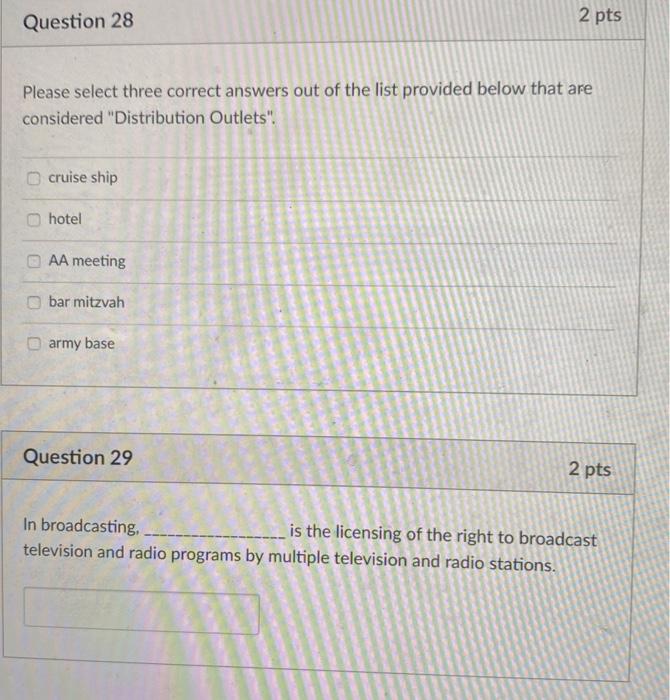 Question 28 2 pts Please select three correct