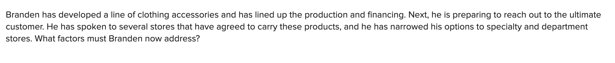 Branden has developed a line of clothing