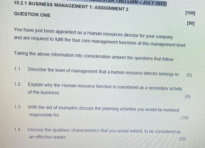 VU (JAN - JULY 2022) 10.2.1 BUSINESS MANAGEMENT