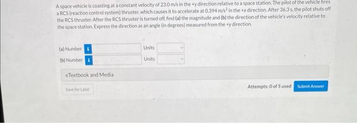 help! A space vehicle is coasting at a constant