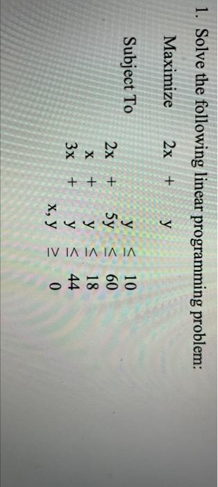 1. Solve the following linear programming