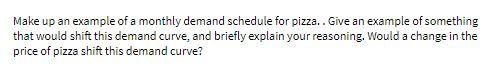 Make up an example of a monthly demand schedule