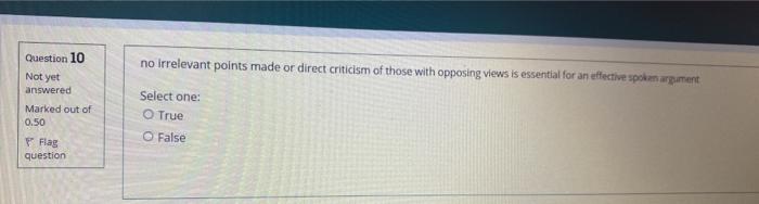 Question 10 Not yet answered no irrelevant points