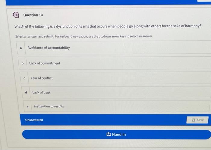 Question 10 Which of the following is a