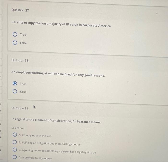 Question 37 Patents occupy the vast majority of