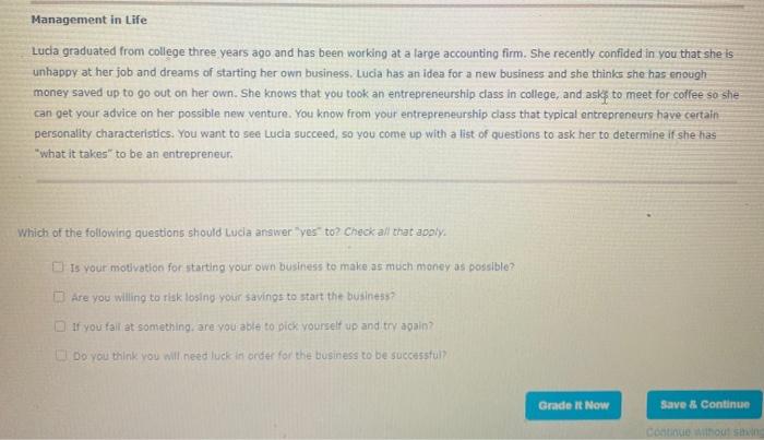 Which of the following questions should Lucia