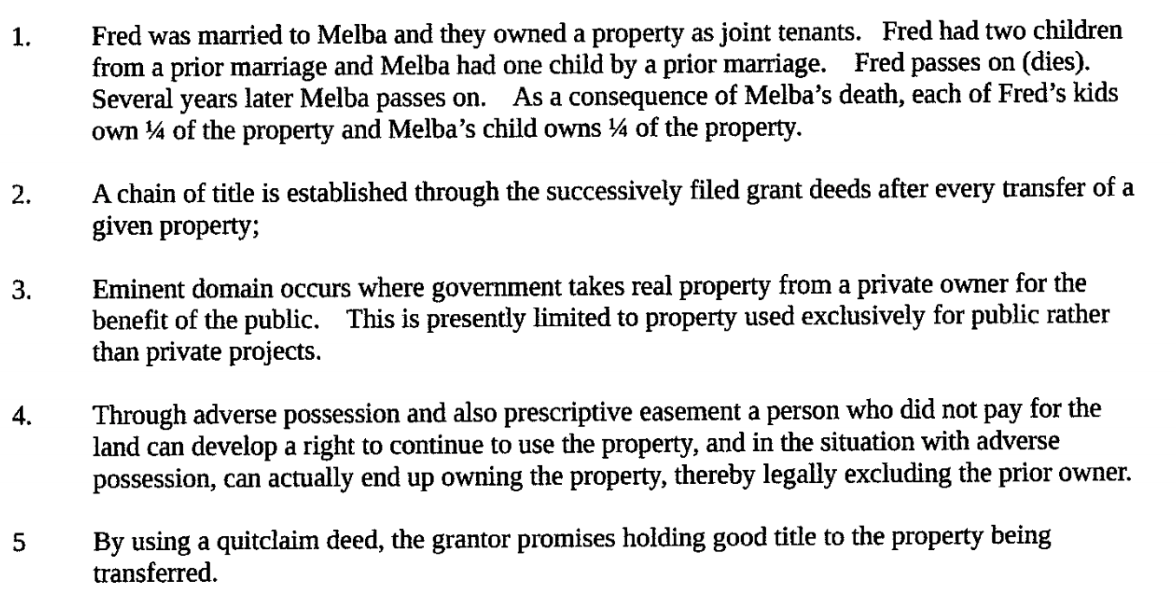 true or false and explain please 1. Fred was