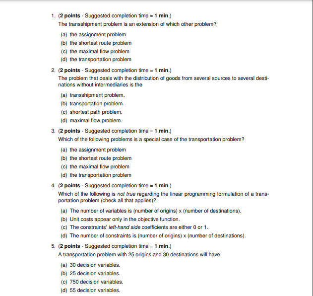 1. (2 points - Suggested completion time = 1