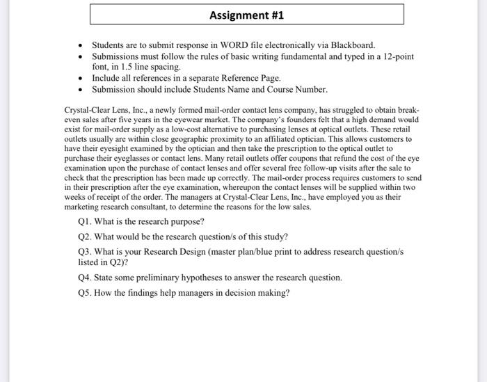 help please Assignment #1 Students are to submit