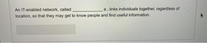 An IT-enabled network, called a, links