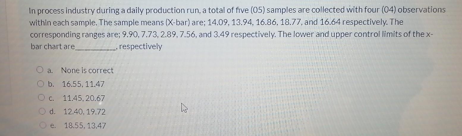 In process industry during a daily production