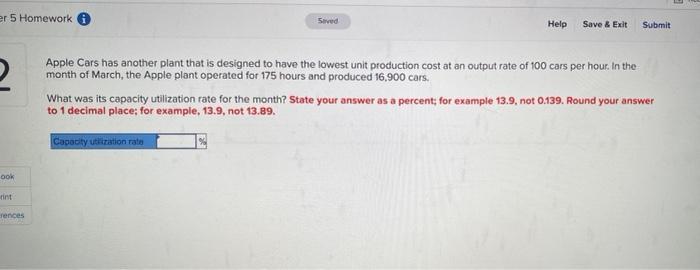 er 5 Homework Saved Help Save & Exit Submit 2