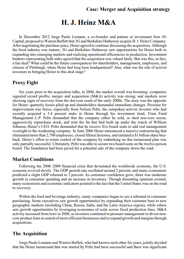 Please read the Harvard Business Review Case