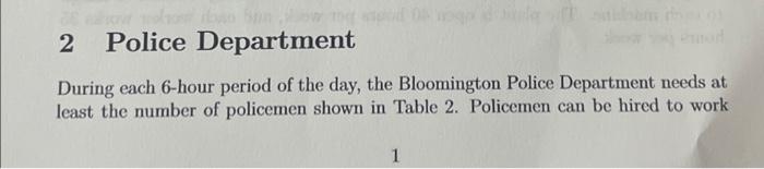 Please answer a 2 Police Department During each