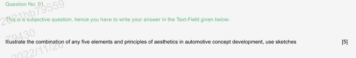 1 Question No: 01 This is a subjective question,