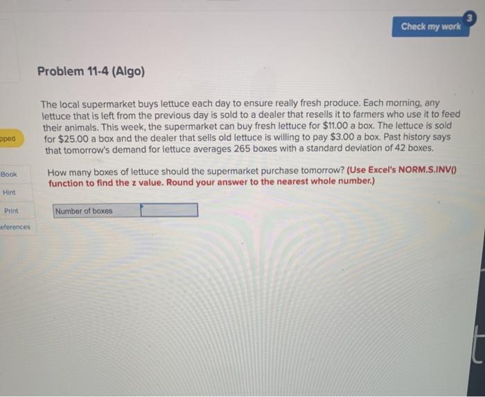 Check my work Problem 11-4 (Algo) pped The local