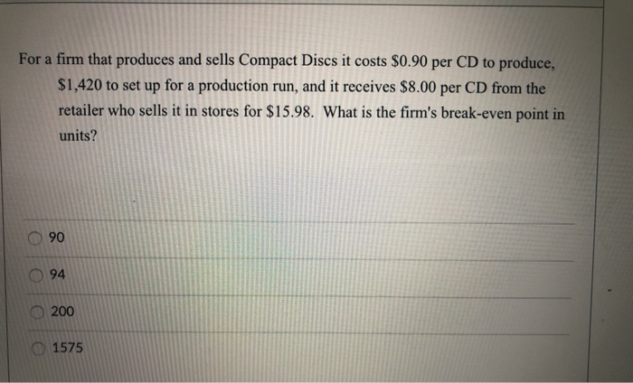 For a firm that produces and sells Compact Discs
