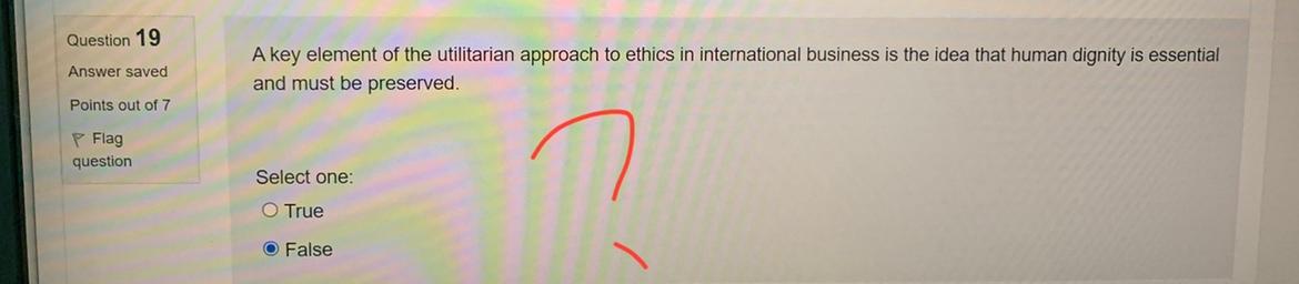 Question 19 Answer saved A key element of the