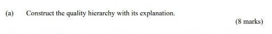 (a) Construct the quality hierarchy with its