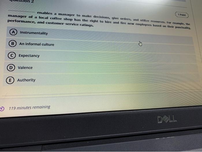 Question 1 The organizational structure of