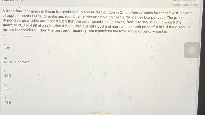 word Marked out of 1.50 A fresh food company in