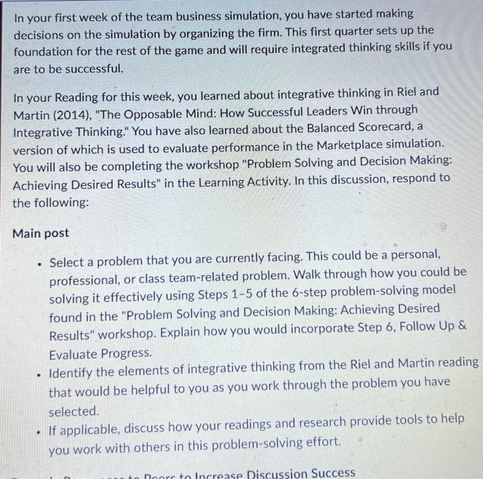 In your first week of the team business