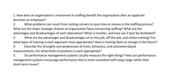 1. How does an organization's investment in