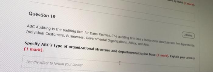by Data Question 18 ABC Auditing is the auditing