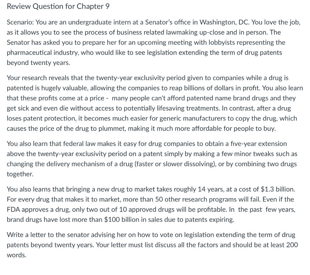 Please Help! Review Question for Chapter 9