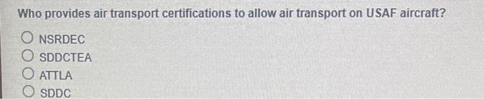 Who provides air transport certifications to