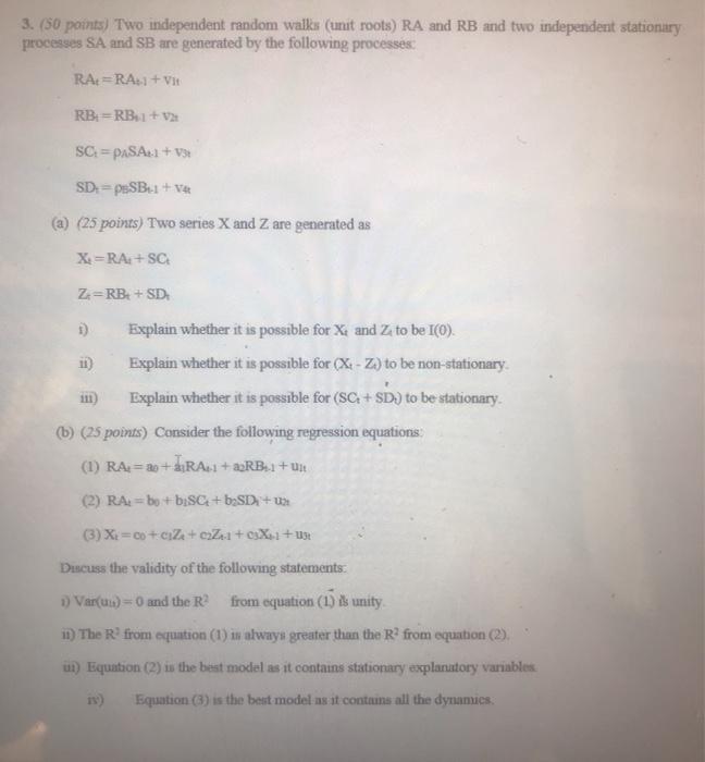 3. (50 points) Two independent random walks (unit